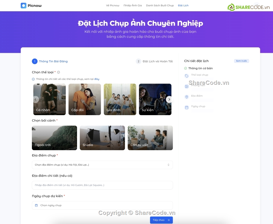 source code chụp ảnh,website đặt lịch chụp ảnh,nextjs nestjs source code,source code marketplace,thanh toán vnpay source code,dashboard admin